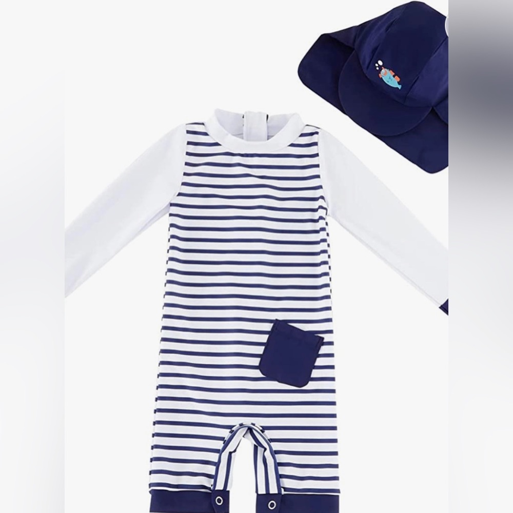 Baby boy swim suit and hat